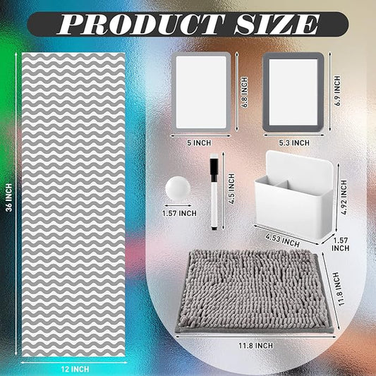Timgle 8 Pcs Magnetic Locker Set Including Magnetic Wallpaper Mirror Locker Organizer Carpet Whiteboard Dry Erase Marker Accessories for Office School Supplies(Gray,Wavy Style)