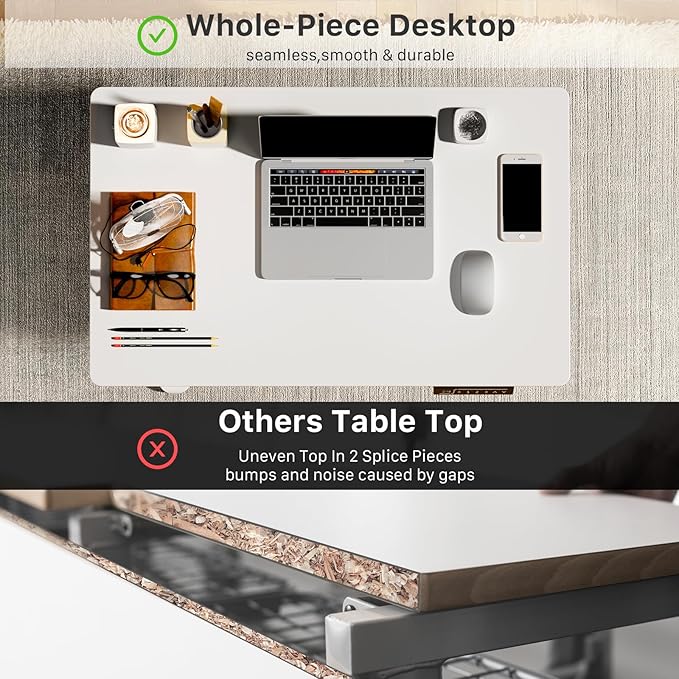 JOY worker Small Electric Standing Desk, 31.5" x 20" Whole Piece Height Adjustable Desk with Memory Controller, White Sit to Stand Workstation for Home Office