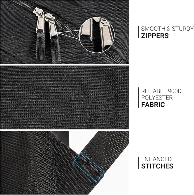 ZORFIN 26L Black Backpack for School, College, and Travel: Water Resistant Bookbag with 8 Compartments