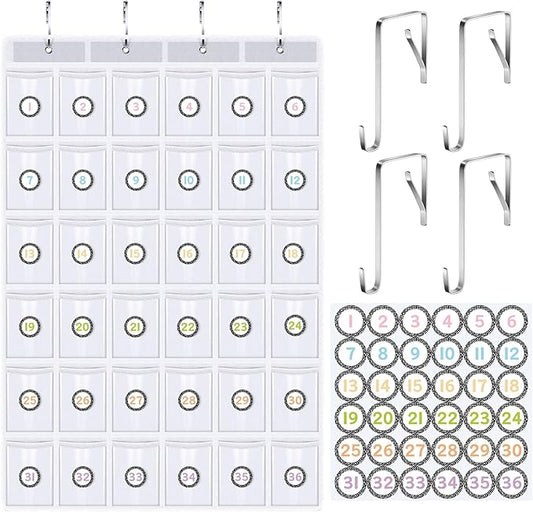 36 Pocket Chart for Cell Phones Calculator Holder Organizer with 36 Number Stickers and 4 Hooks for Calculator Clear Classroom Pocket Chart for Cell Phones (Composition Notebook)