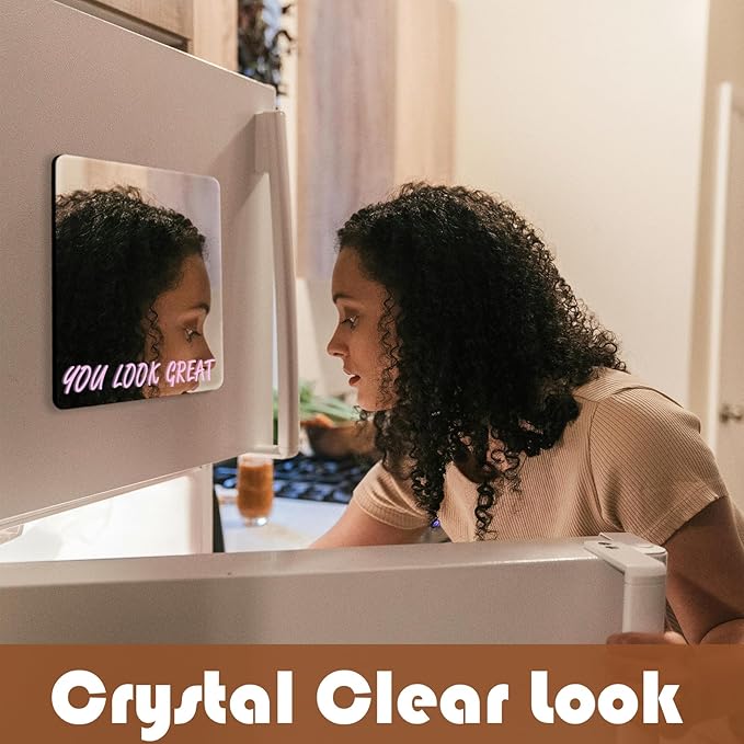 You Look Great Magnetic Locker Mirror 6’’x7’’ - Frameless, Safe Rounded Corners & Polished Edge, Strong Magnets for Locker, Perfect Size for School, Workshop, Home - Always Cheerful!