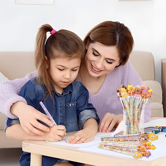 48 Pieces Cute Capybara Stackable Pencils Capybara Party favors Translucent Multi Point Push Fun Pencils Gifts for School Supplies Classroom Rewards.