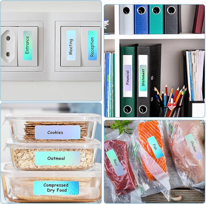 1600 Pcs Label Tapes 12 x 40 mm Laminated Stickers Replacement Compatible with D30 Portable Label Paper Printer Tapes for Office 160 Pcs/Roll (Laser Blue)
