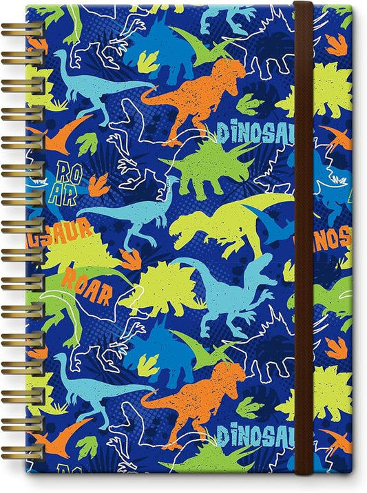 Bansutay Spiral Journal Notebook, A5 Cute Notebooks for Women Men, College Ruled Hardcover Notebook for Work & Note Taking, 60 Pages Double-Wire Journals for Writing (Dinosaur)