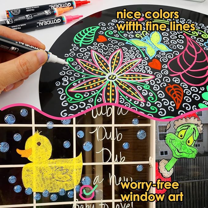 GOTIDEAL Chalk Markers, 8 Colors Liquid Chalk Markers for Blackboard Chalkboard Calendar Glass Neon Pens, Washable Window markers Paint and Drawing for Car, Auto, Bistro,Mirror Wet Erase Chisel Tip
