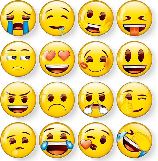MORCART 16pcs Emoji Fridge Magnets Cute Refrigerator Magnets for Locker, Whiteboard, Decorative Classroom, Kitchen, Office Gifts for Teachers Family and Friends