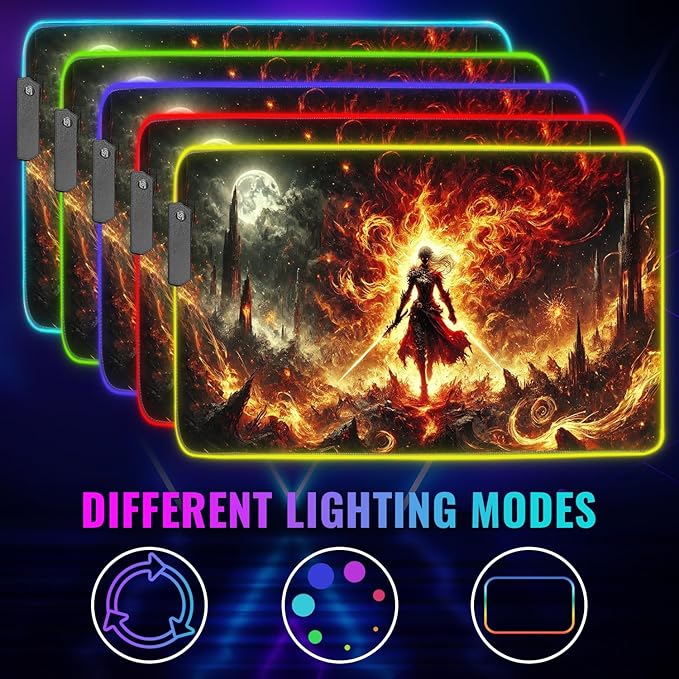 Gaming Mouse Pad - Desk Mat Gaming Mouse Pad , Medium Extra Large Extended Big Long Huge XL XXL and XXXL RGB LED Light Mousepad For a Computer , PC Mats Mousepads Hellfire Crusader
