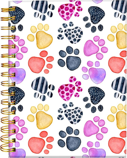 iampanda Spiral Journal Notebook,Cute Strong Twin-Wire Binding with Premium Paper for Girl Women,60 Sheets A5 College Ruled Notebook/Journal,Perfect for School Office Home Gifts,Colorful Pup Paws