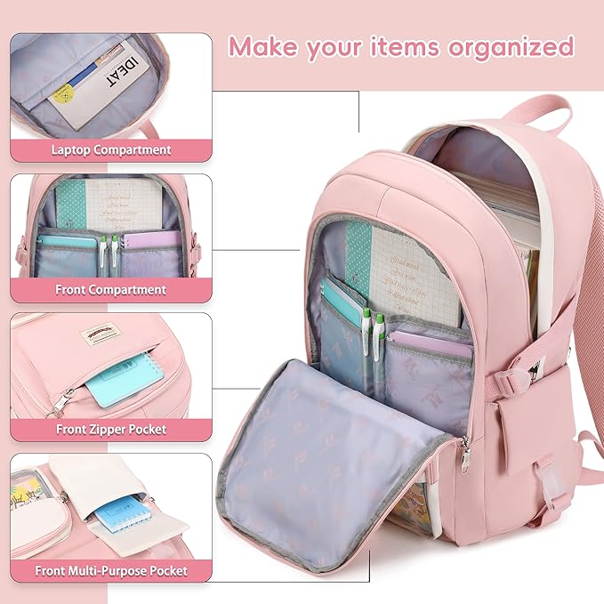 SHADOW VISION School Backpacks for Girls Backpack Cute Teen Girl Bookbag School Bag Backpack for Girls Teens (Pink)
