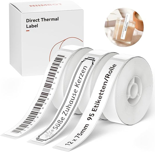 NIIMBOT Thermal Label 3 Rolls Set Home School Office Storage and Organization for NIIMBOT D11 D110 D101 H1S Label Maker (1275WHITE)