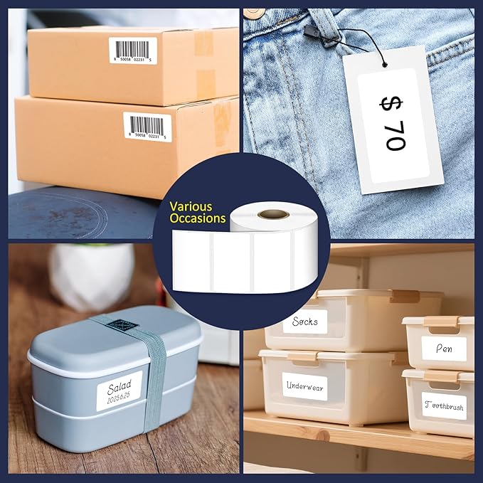 L LIKED 2.25" x 1.25" Direct Thermal Labels, Permanent Adhesive Barcode Address Labels & Compatible with Rollo, Zebra and Other Desktop Printers (1 Roll, 1000 Labels)