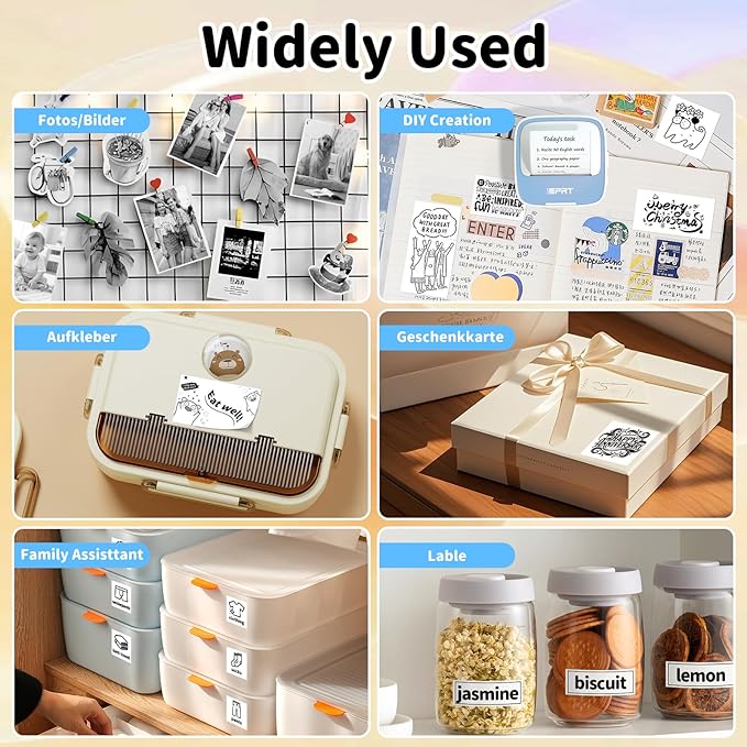 iDPRT Sticker Printer, Portable Thermal Printers Bluetooth Inkless Printer with 1 Roll Sticker Paper, Sticker Maker for Home Office School, Compatible with Android & iOS Phones, Blue