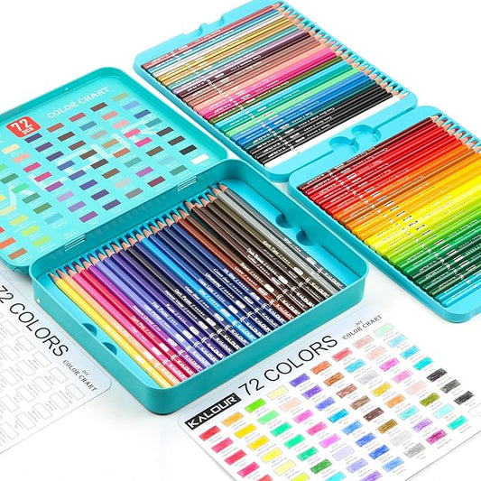 KALOUR Premium Colored Pencils,Set of 72 Colors,Artists Soft Core with Vibrant Color,Include 7 Metallic Color Pencils,Ideal for Drawing Sketching Shading,Coloring Pencils for Adults Beginners