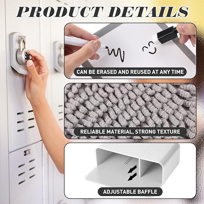 Timgle 8 Pcs Magnetic Locker Set Including Magnetic Wallpaper Mirror Locker Organizer Carpet Whiteboard Dry Erase Marker Accessories for Office School Supplies(Gray,Wavy Style)