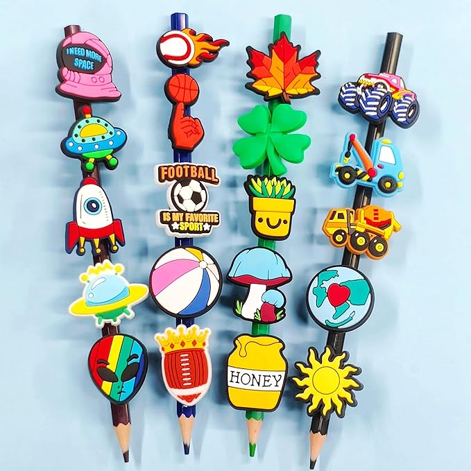 Wholesale 500Pcs Random Pencil Topper Decoration,Mixed Tons of Different Themes,Lot Cute Pencil Charms Bulk for School Reward/Small Business