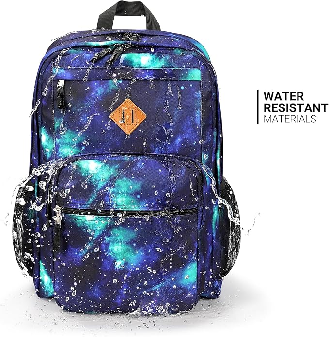 ZORFIN 26L Backpack for School, College, and Travel: Water Resistant Bookbag with 8 Compartments - Cyberspace Galaxy