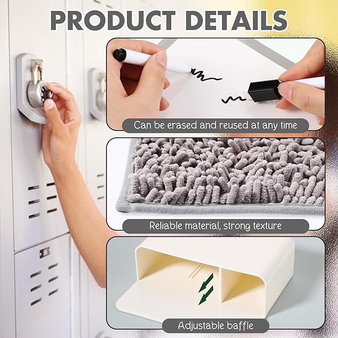 Timgle 8 Pcs Magnetic Locker Set Including Magnetic Wallpaper Mirror Locker Organizer Carpet Whiteboard Dry Erase Marker Accessories for Office School Supplies(Gray,Marble Pattern)