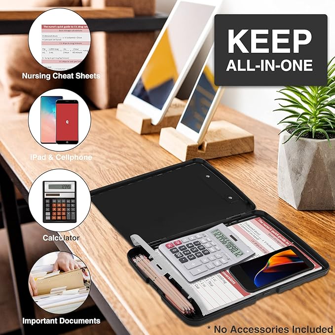 Sooez Clipboards with Storage, High Capacity Clip Boards 8.5x11 with Storage, Heavy Duty Nursing Clipboard Folder, Plastic Clipboard with Pen Holder for Women Teachers Work, School & Office Supplies