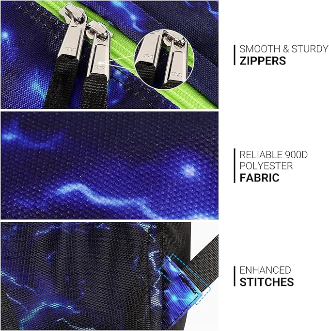 ZORFIN 26L Backpack for School, College, and Travel: Water Resistant Bookbag with 8 Compartments - Blue Lightning