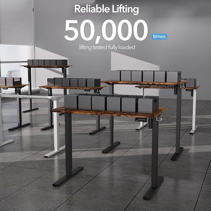 Electric Standing Desk Adjustable Height, 32x20 Inches Sit Stand up Desktop for Home Office, Ergonomic Rising Computer Table with Memory Preset, Rustic Brown