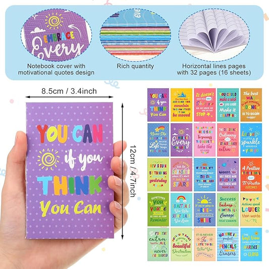 Sabary 100 Pcs Back to School Gifts Inspirational Notepads Ballpoint Pens Sets Mini Motivational Pocket Notebooks Journals Bulk Teacher Appreciation Presents for Office Supplies(Colorful Style)