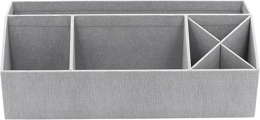 Bigso Box of Sweden Elisa Desktop Organizer - Durable Office Desk Organizer with 7 Compartments for Office Supplies and Accessories - 13.1 in x 4.9 in x 4.9 in - Ash