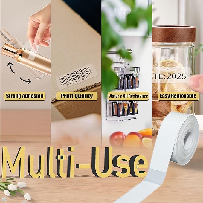 900 Pcs Transparent D30 Label Tape, D30 Label Maker Tape, Smart Mini Label Maker Refill D30, Thermal Printer Paper, Self-Adhesive Sticker Replacement,14x40mm,180 Labels/Roll, 5 Rolls