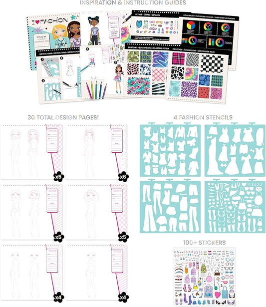 Fashion Angels Fashionista & Beauty Guru Sketch Sets Bundle, Pack of 2 Fashion Design & Make Up Artist Sketch Books, Ideal Gift & Party Favor for Girls, Kids, Tweens