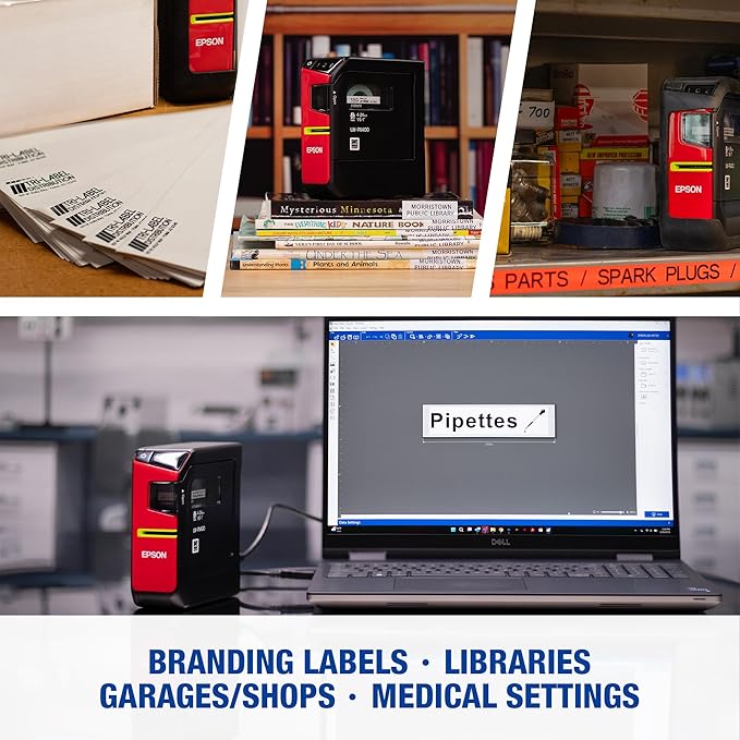 LABELWORKS Epson LW-PX400 Industrial Label Maker Kit - Complete Kit with Accessories, Shrink Tube and Self-Laminating Wrap Compatible, Portable Wireless Label Printer