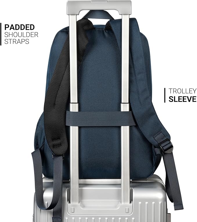 ZORFIN 26L Backpack for School, College, and Travel: Water Resistant Bookbag with 8 Compartments - Steel blue