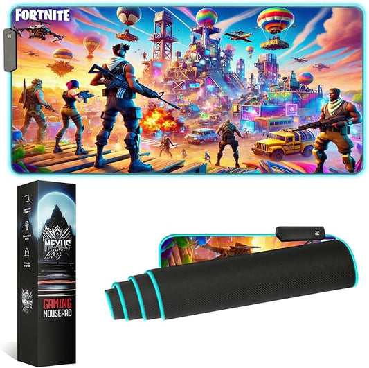 Gaming Mouse Pad - Desk Mat Gaming Mouse Pad , Medium Extra Large Extended Big Long Huge XL XXL and XXXL RGB LED Light Mousepad For a Computer , PC Mats Mousepads Battle Royale Frenzy