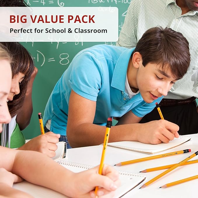 Taja 550 Pack #2 HB Wood-Cased Pencils, Pre-Sharpened with Top Erasers, Bulk Yellow Pencils for School & Classroom