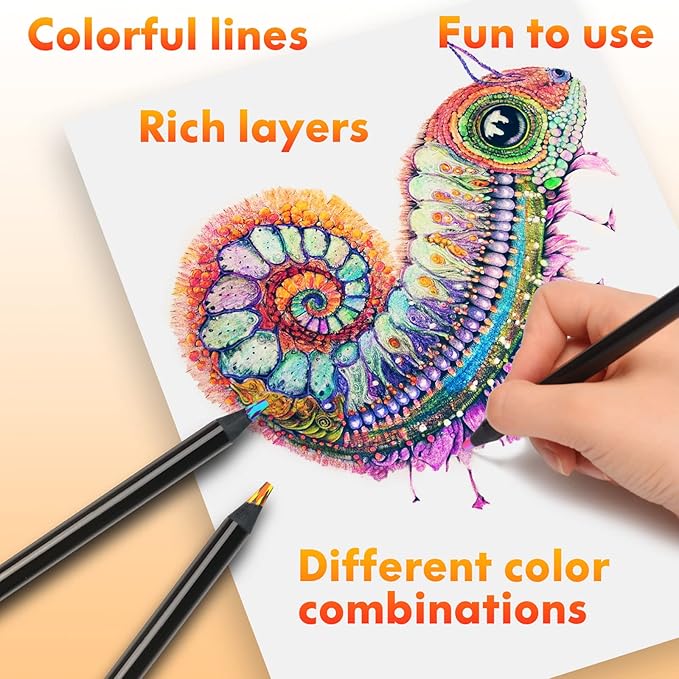 nsxsu 24 Pieces Rainbow Pencils, Jumbo Colored Pencils for Adults, Multicolored Pencils for Art Drawing, Coloring, Sketching