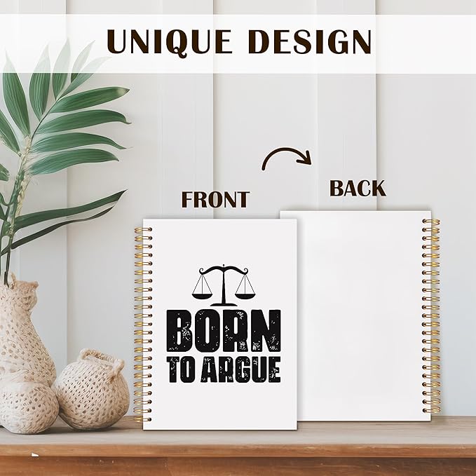 Lawyer Gifts Spiral Notebooks, Attorney Gifts Journals for Writing, Gift for Lawyers Attorneys Journal, Born to Argue Funny Lawyer Notebook for Note Taking, 5.5x8.3 Inch