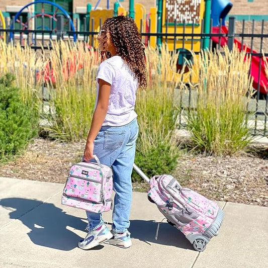 Tilami Rolling Backpack 19 inch with Lunch Bag Wheeled Laptop Backpack, Alpaca