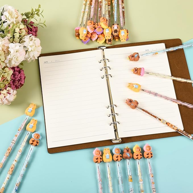48 Pieces Cute Capybara Stackable Pencils Capybara Party favors Translucent Multi Point Push Fun Pencils Gifts for School Supplies Classroom Rewards.