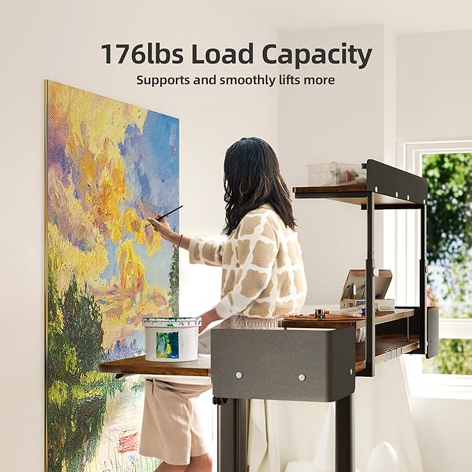 Claiks Electric Standing Desk, 48 x 24 Inches Height Adjustable Desk with Removable Shelves, Stand Up Desks Computer Workstation, Rustic Brown