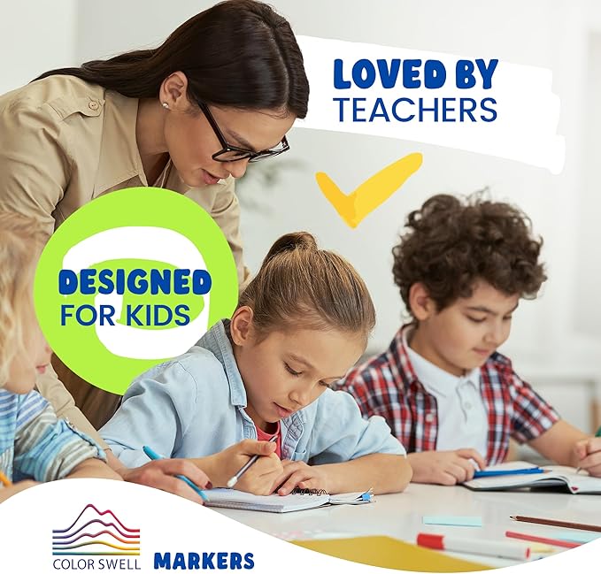 Color Swell 8-Pack Super Tip Markers – Washable, Non-Toxic, Ideal for Kids, Students, Adults, and Classroom Activities