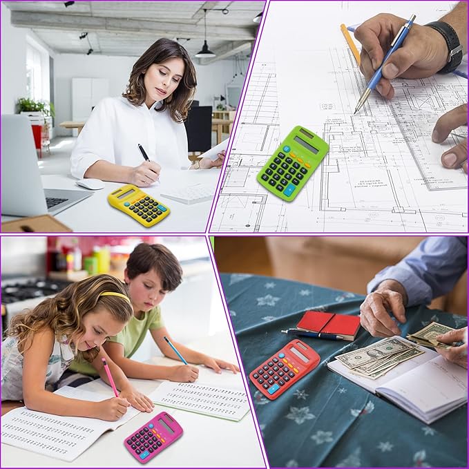 18 Pieces Pocket Calculator,Pocket Size Mini Calculators,8 Digit Display Basic Calculator,Solar Battery Dual Power Desktop Calculators for Students Kids Home Office (Multicolor, 18 Pieces)