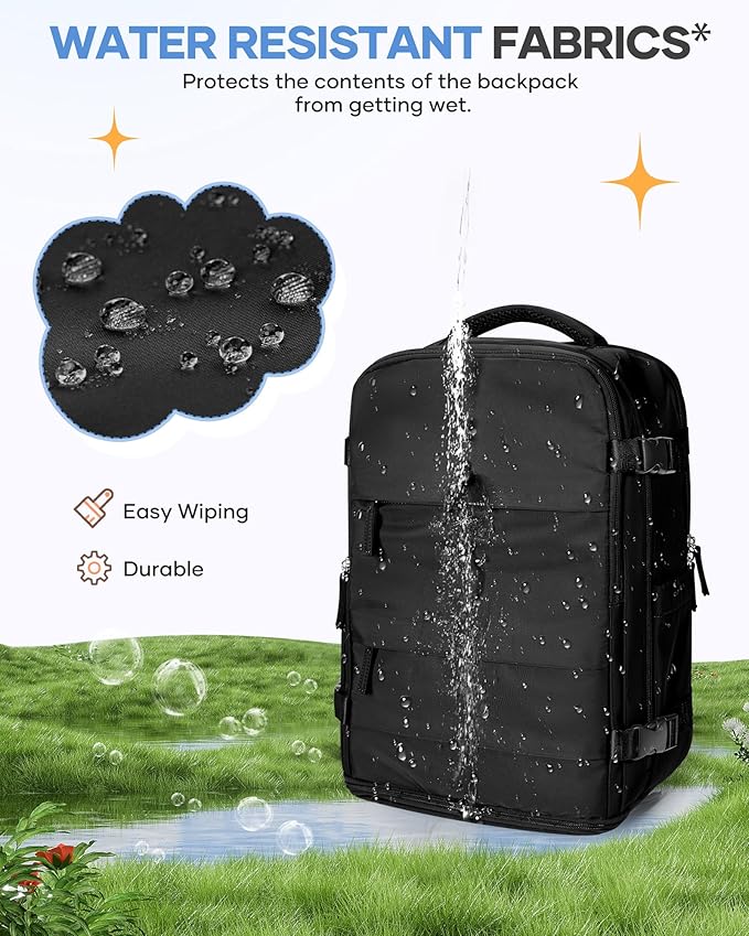 coofay Black Travel Backpack Carry on Flight Approved Mochila De Viaje Personal Item Backpack for Airlines Frontier Airlines Personal Item Bag Large Backpack for Travel Backpacks for Men Women