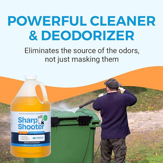 KINZUA ENVIRONMENTAL Sharpshooter, Heavy-Duty Trash Can Odor Eliminator & Degreaser, Garbage Surface Cleaner and Deodorizer Foam, Professional-Grade, Fresh Citrus Scent, 1 Gallon
