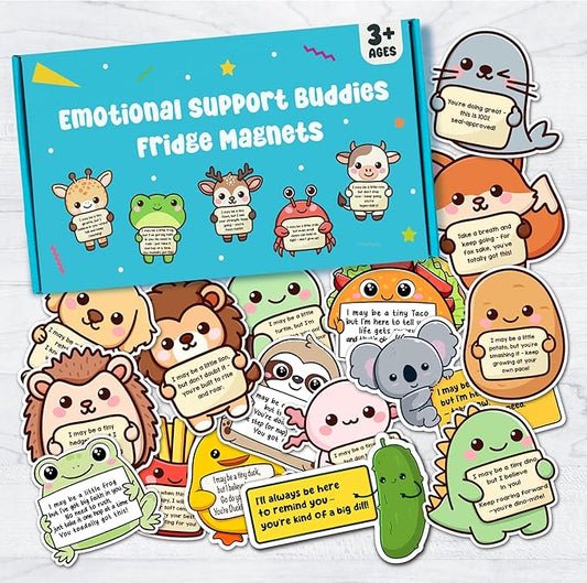 16PCS Emotional Support Animal Fridge Magnets – Uplifting Affirmation Gifts for Kids, Refridgerator Cabinet Door Dishwasher for Home/Office Decoration, Children