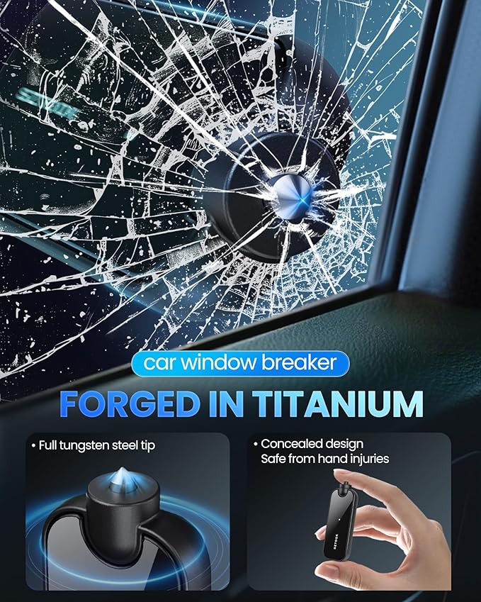 Wireless Carplay Adapter Upgraded Model adds Emergency Escape Window Breaker Function for Apple iPhone iOS 10+ & Cars from 2016+, Auto-Connect Stable Control & No Latency