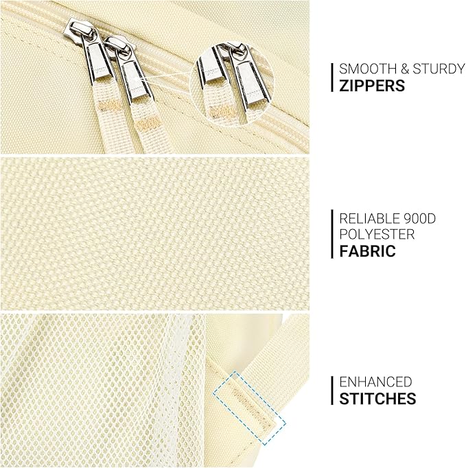 ZORFIN 26L Backpack for School, College, and Travel: Water Resistant Bookbag with 8 Compartments - Beige