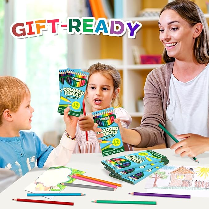 Colored Pencils Bulk, 12 Assorted Colors, 100 Packs Pre-sharpened Coloring Pencils Set for Kids and Adult, Teachers Essential Classroom Prizes, Back to School Supplies (1200)