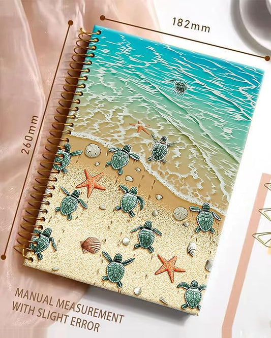 iampanda Spiral Journal Notebook,Strong Twin-Wire Binding with Premium Paper for Girl Women,60 Sheets A5 College Ruled Notebook/Journal,Perfect for School Office Home Gifts,Turtles On The Beach