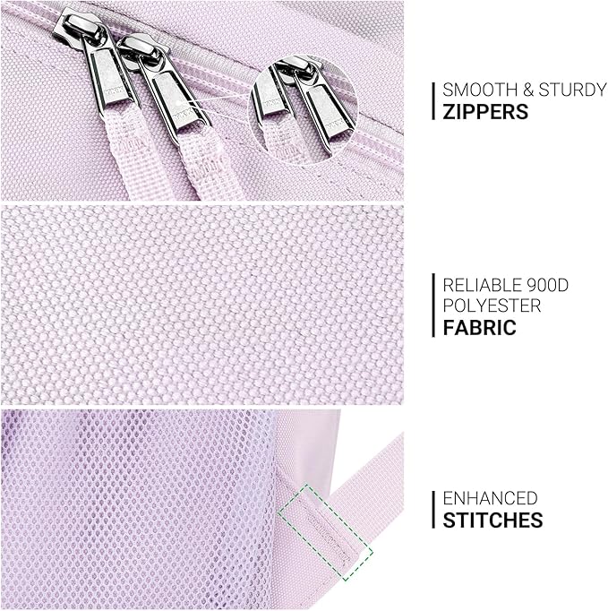 ZORFIN 26L Backpack for School, College, and Travel: Water Resistant Bookbag with 8 Compartments - Lavender