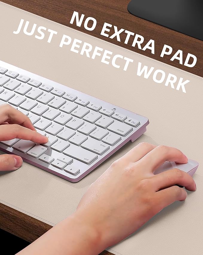 Leather Desk Pad Protector,Office Desk Mat,Large Mouse Pad, Non-Slip PU Leather Desk Blotter,Desk Pad,Waterproof Desk Writing Pad for Office and Home (Beige,31.5" x 15.7")