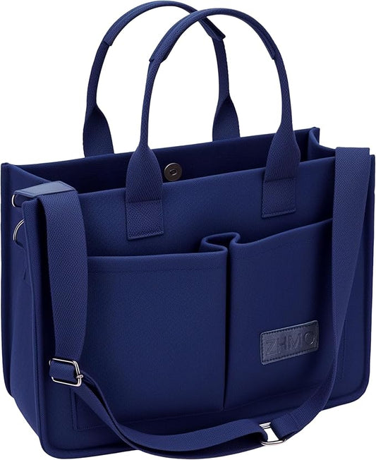 Tote Bag for Women With Compartments,Large Canvas Tote Women's Purse Crossbody Bags Work Laptop Book Bag Satchels Handbags