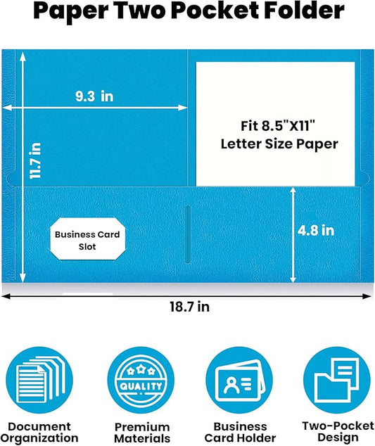 SUNEE Folders with Pockets(25 Pack, Assorted Colors), 2 Pocket Folders Fit Letter Size Paper, Paper File Folder for School Office Home Business